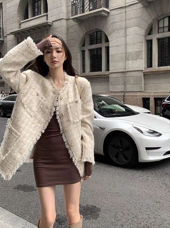 【SAVAGE】French retro single-breasted all-match round neck fringed short coat S1200# WPL
