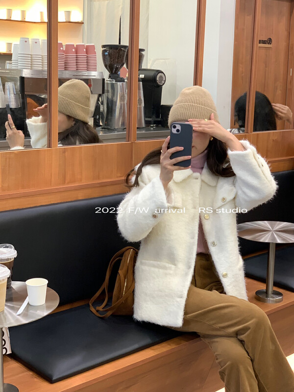 【RS】Single-breasted solid color comfortable and versatile warm down jacket (60% wool/90% white duck down) LL0288# ​​FHX