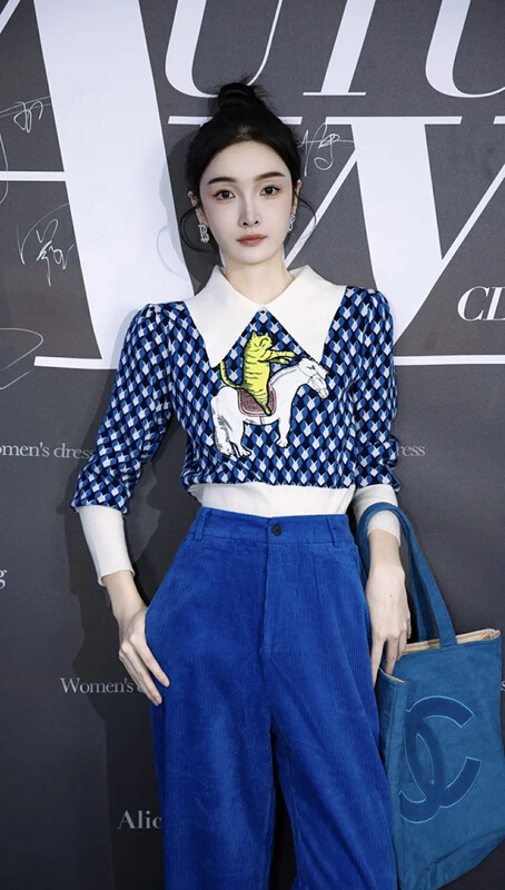 【SAVAGE】New Korean style stitching contrast color doll collar embroidered animal pattern plaid sweater S1293# WPL