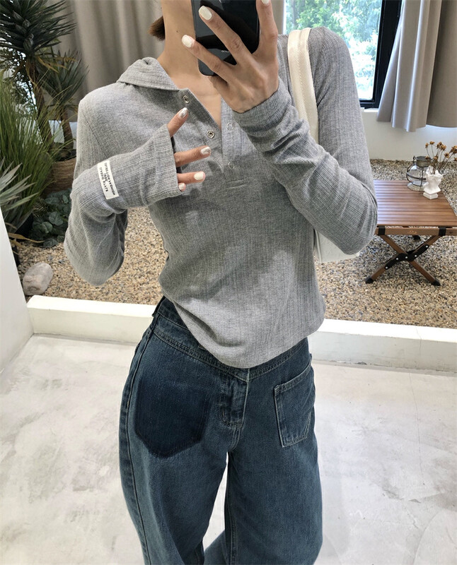 [Y.JIA Yijia] Simple design sense hooded all-match bottoming long-sleeved T-shirt YS1-8626