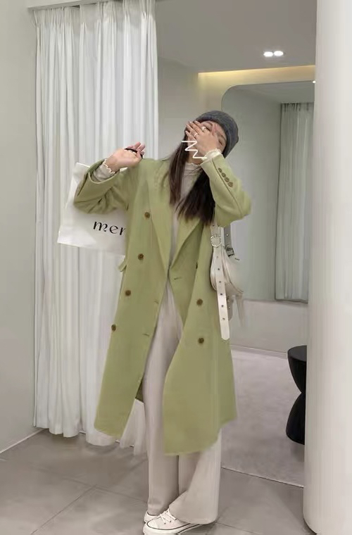 [Y.JIA Ijia] Temperament Korean double-breasted wool coat with split design 55038