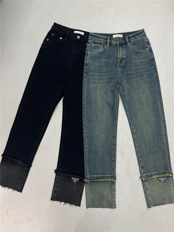 【T-PLATFORM】Korean Style Straight Hemmed Fleece Jeans V8996# CQW