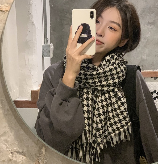 [Y.JIA Eja] South Korean Versatile Thousand Bird Pattern Fringe Scarf 817