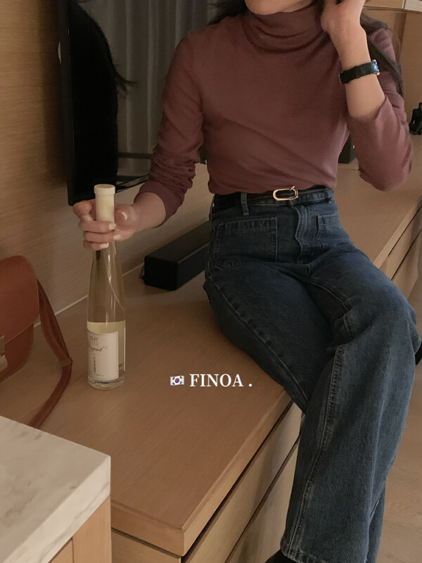 [FINOA] Basic simple multi-color high-neck slimming all-match bottoming shirt 10885