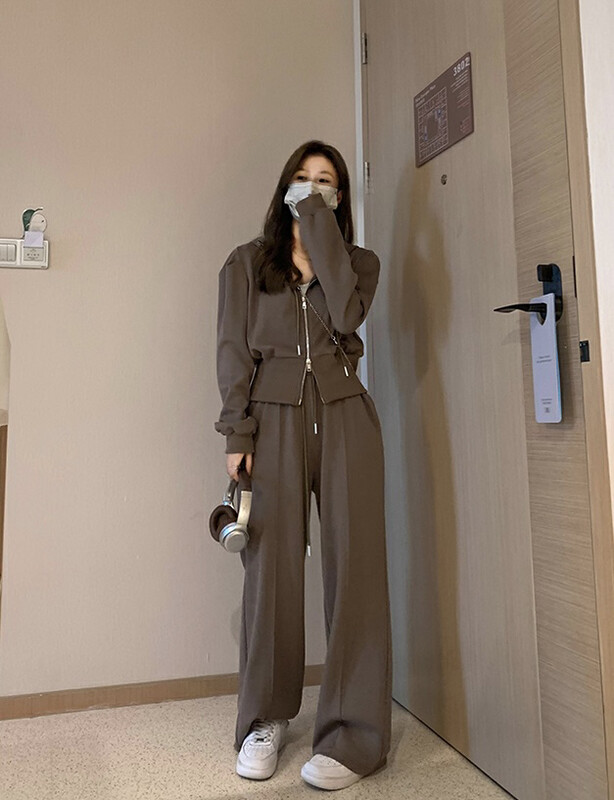 【Y.JIA】Casual Loose Hooded Jacket All-match Slim Casual Pants Set (Two Piece) YS1-8615# FHX