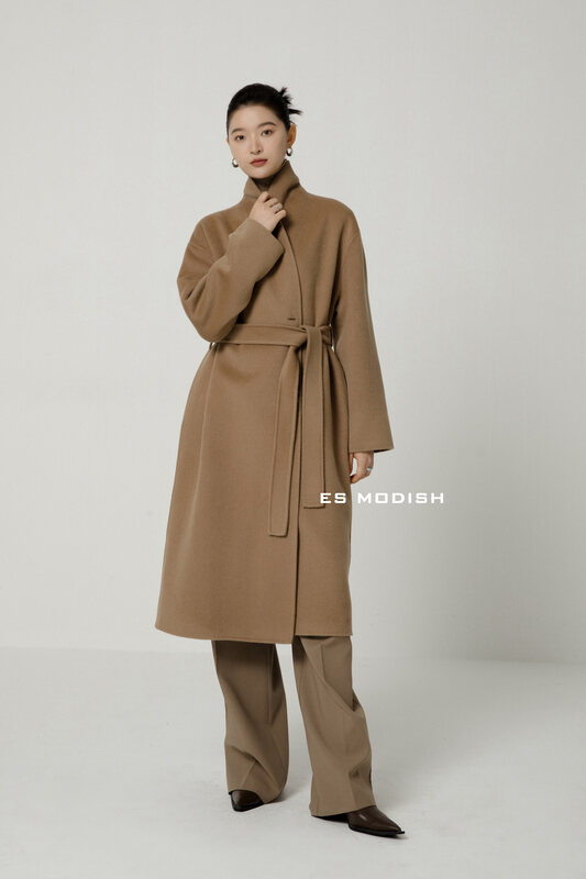 【ES MODISH】High-quality one-button loose wool coat (with belt) (including 100% wool) JK2003A# CQW