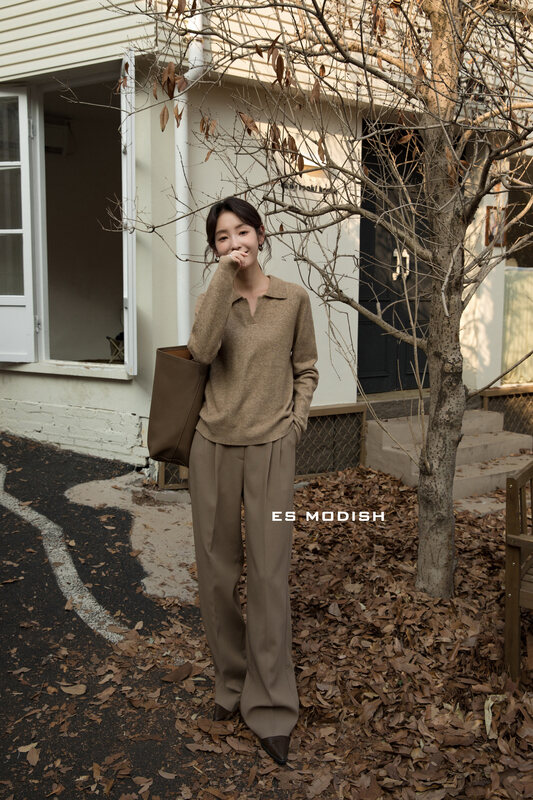 New in winter! [ES MODISH] Versatile slim pullover comfortable warm sweater (including 30% wool) BL1913# CQW