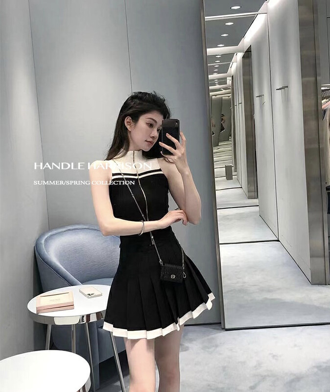 【Y.JIA Ijia】Striped Ice Silk Knit Sleeveless Chic Pure Desire Hot Girl Sexy Short Sleeve T-Shirt 298