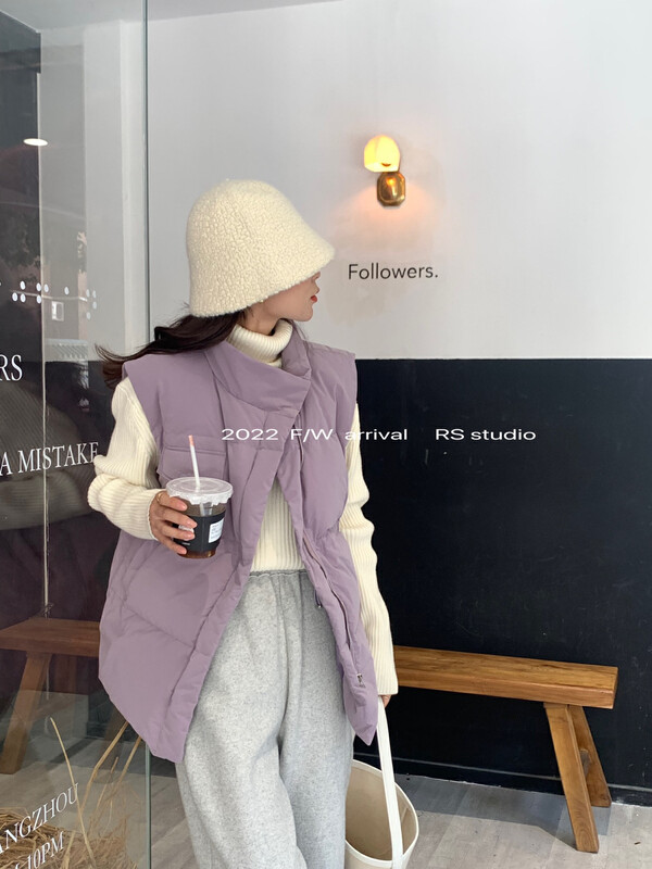 【RS】Casual stand collar solid color vest (including 90% white duck down) LL0258# FHX