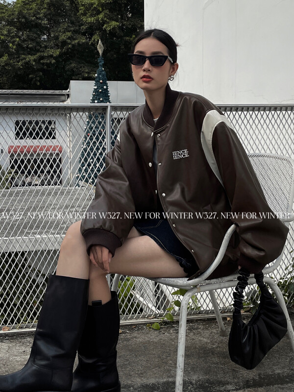 【W327.】Korean color-block embroidered alphabet baseball jacket leather jacket 93256# CQW