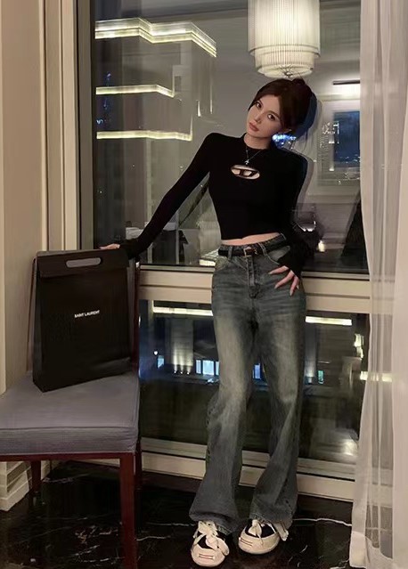 【ARE STUDIO】All-match high-waisted wide-leg straight jeans 92281# OZQ