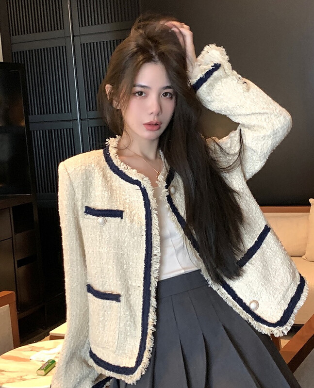 【Y.JIA 伊嘉】法式氣質慵懶綁帶重工小香風粗織短外套  8662#  FHX