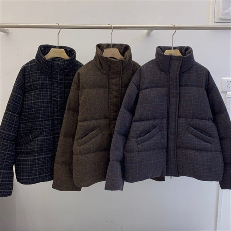 【SANBARA】Stand-collar plaid all-match warm padded jacket 9816# LSW