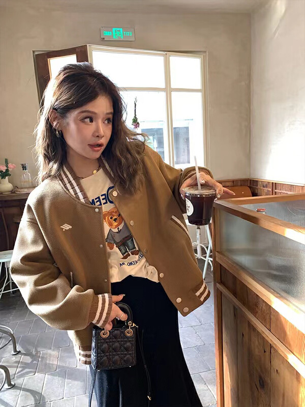 【ARE STUDIO】Texture embroidered stitching sleeve short jacket 92311# OZQ