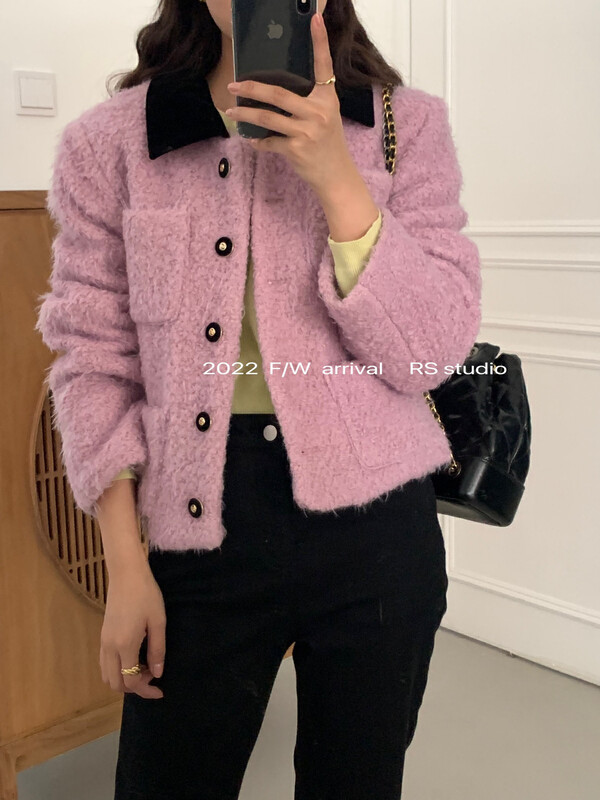 [RS] Contrast color lapel Xiaoxiang warm down jacket (including 90% white duck down) LL0282# FHX