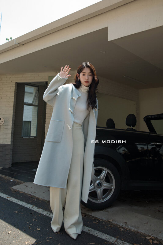 【ES MODISH】 Double-sided woolen jacket with claw buckle hood (including 100% wool) JK2006A# CQW