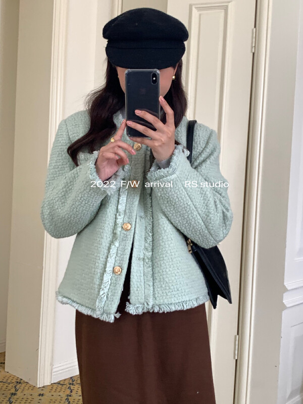 【RS】French lady style tassel grainy thickened quilted short coat LL0262# FHX