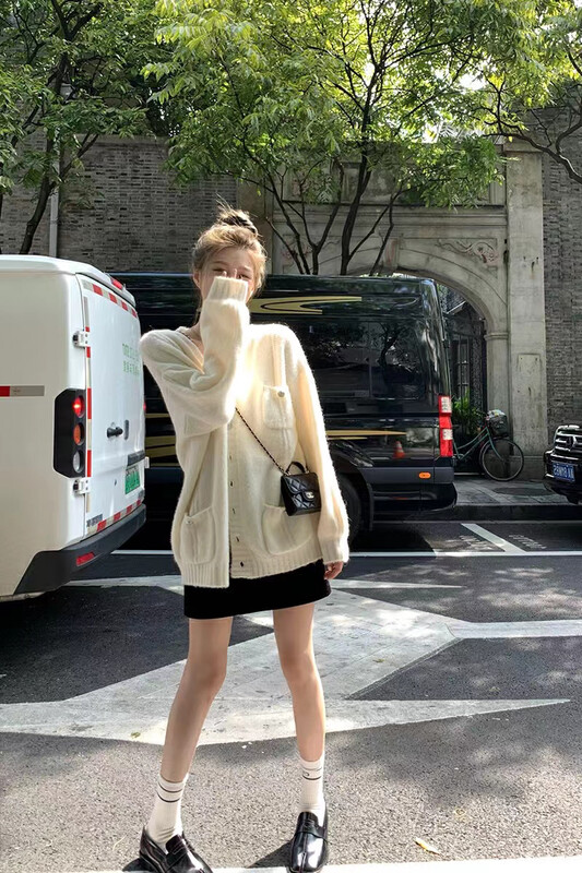 【ARE STUDIO】All-match v-neck loose knitted cardigan 92382# OZQ