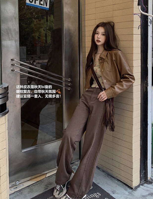 [Y.JIA Ijia] Korean version of loose short temperament leather jacket short jacket YS5-1001
