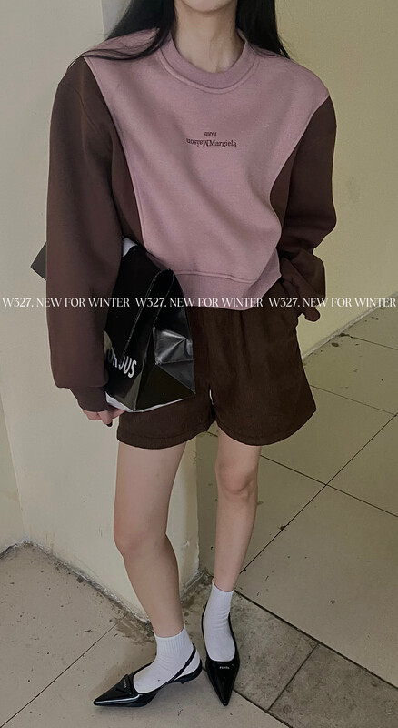 【W327.】Korean version of silver fox velvet sweater with contrast color stitching and letter printing 57200# CQW