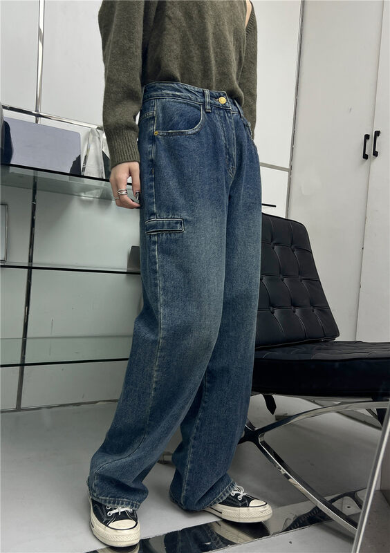 【T-PLATFORM】Korean Wide Leg Fleece Jeans 8963# CQW