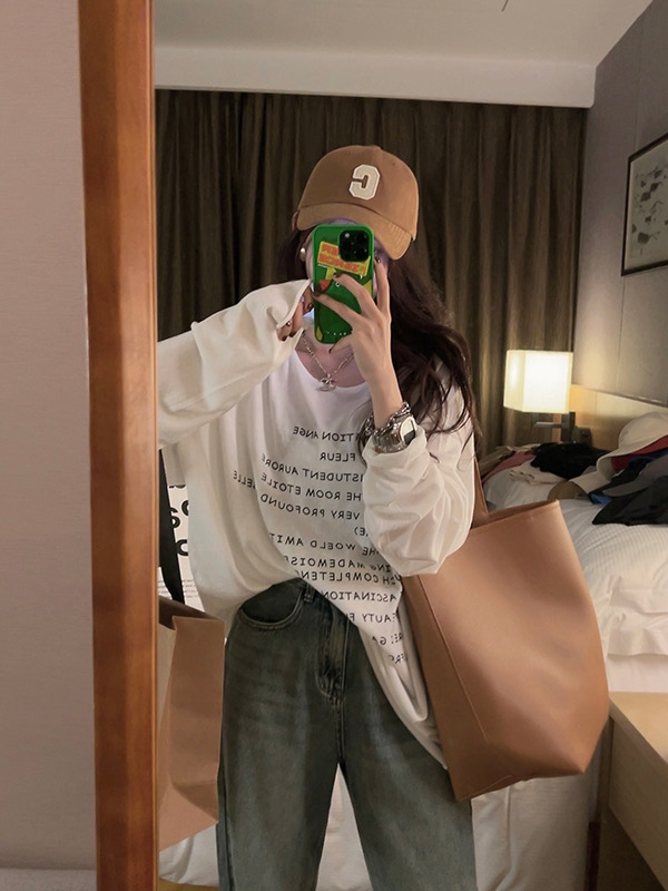 【Y.JIA Ijia】Casual Simple Loose Lazy Wind Long Sleeve T-Shirt YS1-2332