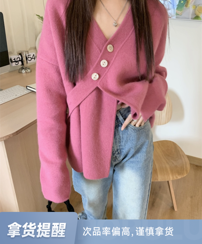 【Y.JIA】Temperament Lazy Wind Irregular Waist Warm Sweater 670# FHX
