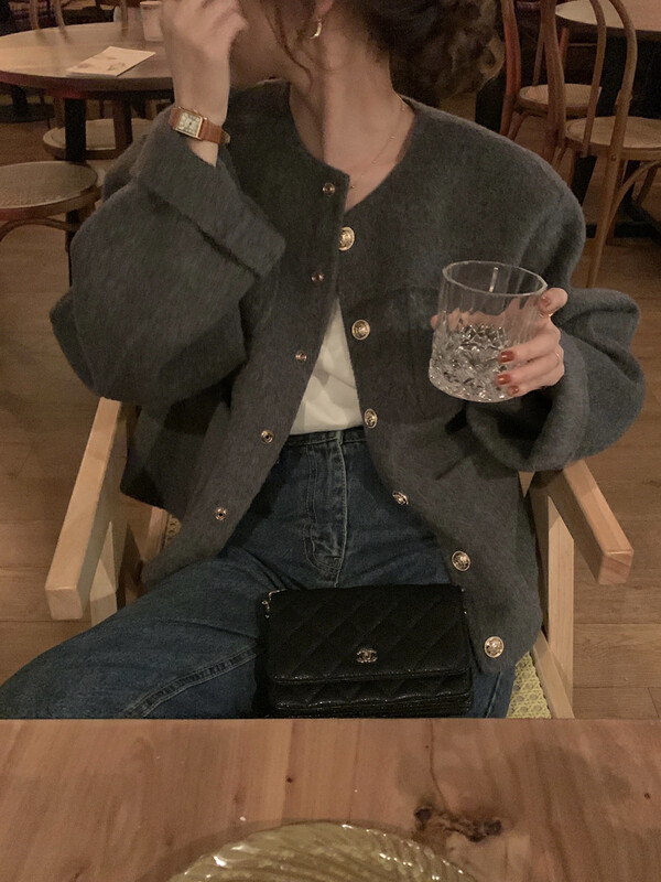 【Y.JIA】Golden Buckle Short Wool Coat Short Jacket 99009-1