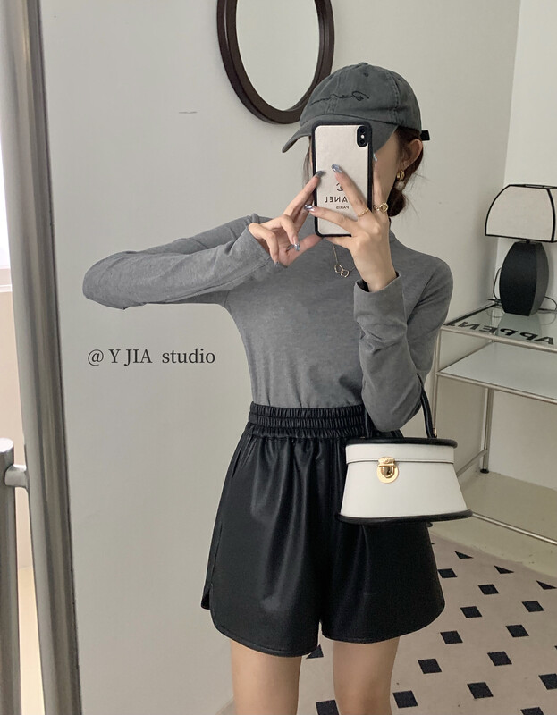 [Y.JIA Yijia] Thin and versatile temperament half turtleneck bottoming shirt bottoming shirt YA1-1005