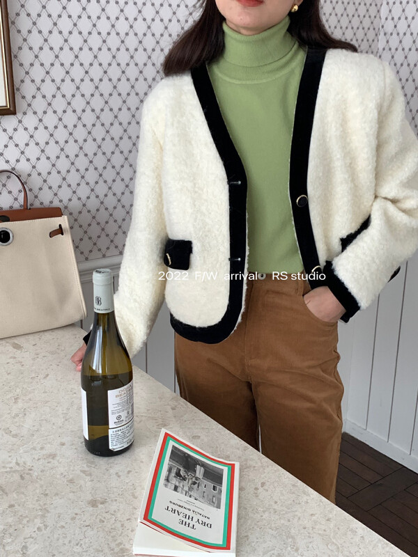 【RS】Xiaoxiangfeng V-neck contrast color edge warm down jacket LL0268# FHX