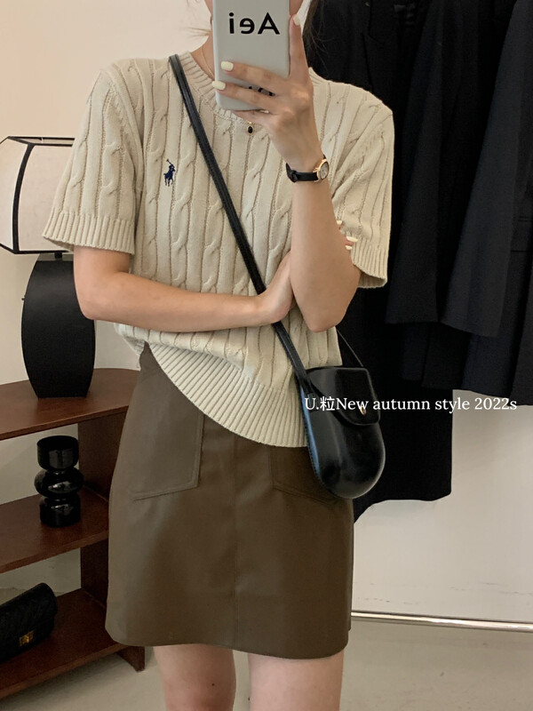 [U grain] all-match small embroidered sweater 3240