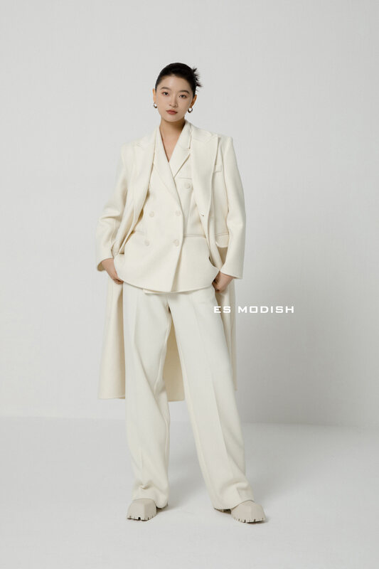 【ES MODISH】Korean Fashion Wool Jacket + Simple Vest Two-Piece Set (without pants/with 100% wool) SET2033B# CQW