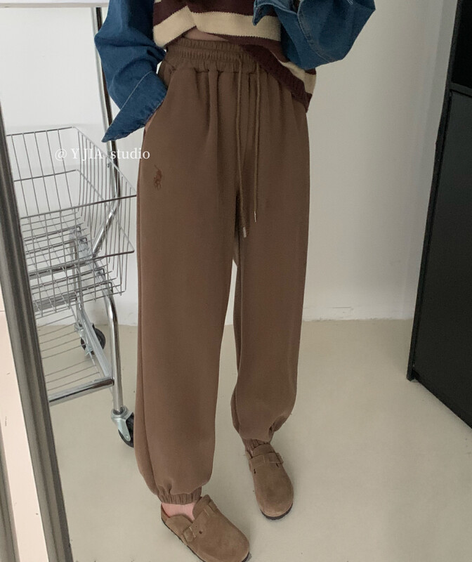 [Y.JIA Yijia] Temperament all-match drawstring elastic embroidered leggings casual sports pants casual pants YS1-8629