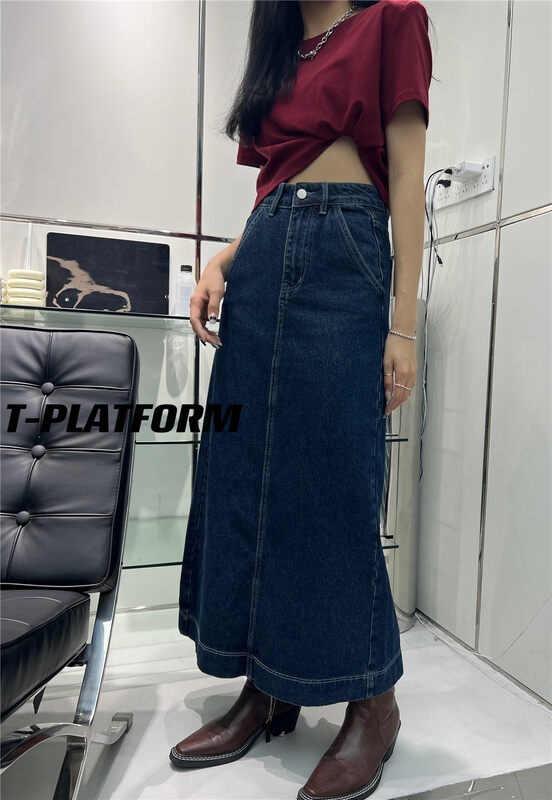 Original price 104.99! New for autumn!【T-PLATFORM】Korean style textured casual slim denim skirt V8871# CQW
