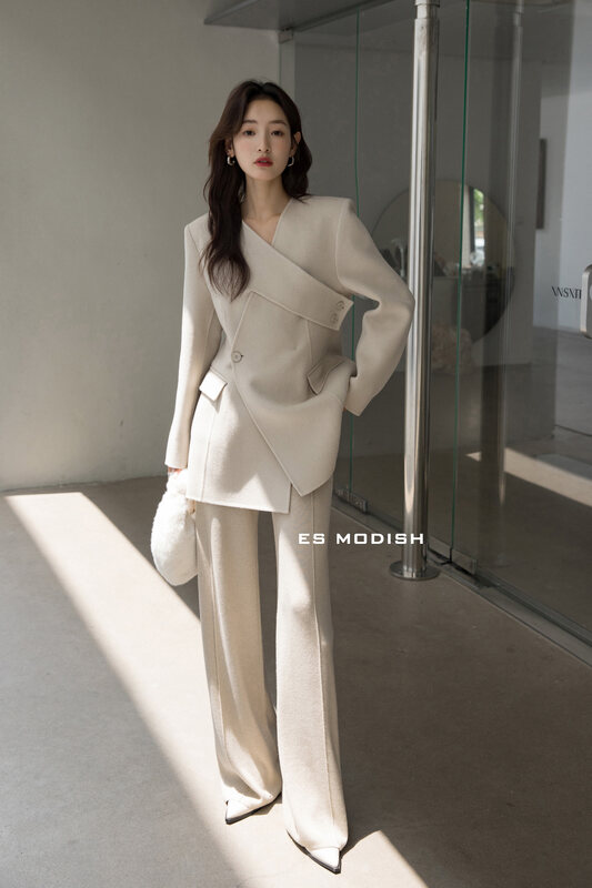 【ES MODISH】Cover V-Neck Design Wool Jacket (100% Wool) JK2021A# CQW