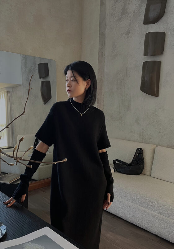 New in autumn! [SOUL] Minimalist temperament loose and slim dress (with sleeves) 2815# CLS