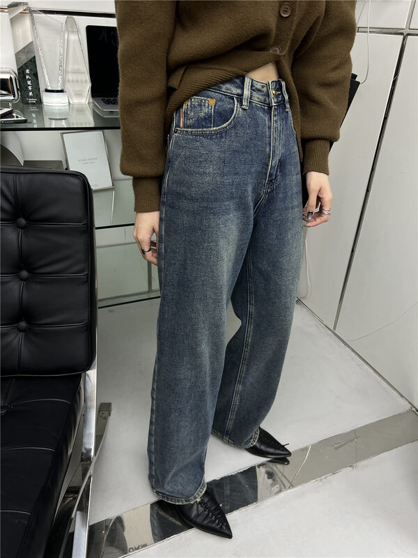 【T-PLATFORM】Korean high waist wide leg fleece jeans V8930# CQW