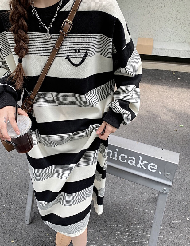 【Y.JIA Yijia】Casual temperament all-match striped embroidery dress YS1-2369