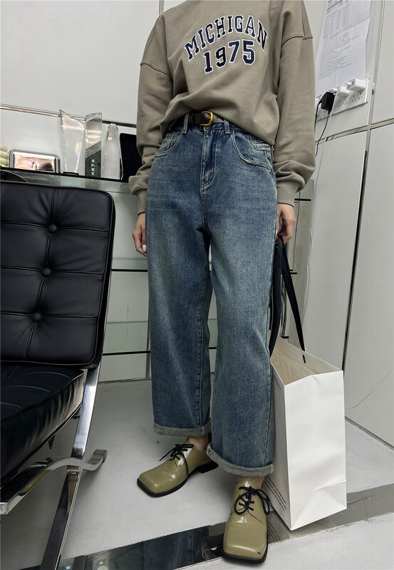 【T-PLATFORM】Simple and casual harem fleece jeans (with belt) V8927# CQW