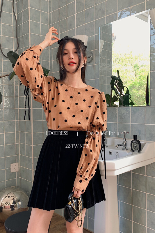 【Fire HOODRESS】Korean version of all-match velvet pleated high waist slim skirt 22422# JHY