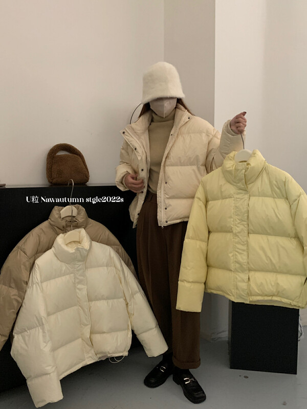 [U grain] South Korea Dongdaemun simple stand-up collar bread jacket down jacket 1135