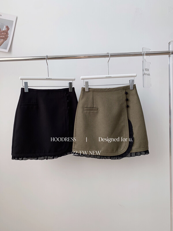【Fire HOODRESS】Designed pleated stitching and buttoned skirt J21609# JHY