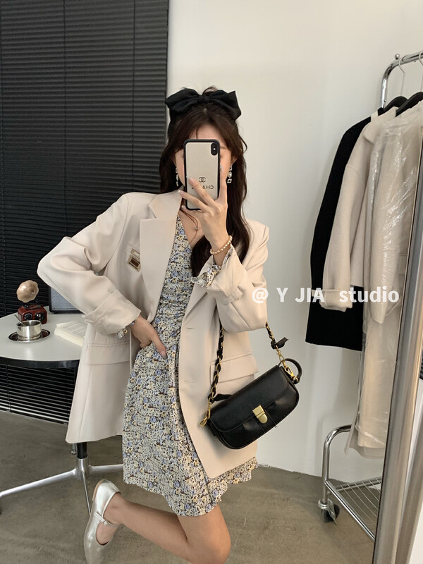 【Y.JIA】Temperament solid color suit floral dress suit (2 pieces) YS4-6606# FHX