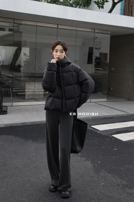 【ES MODISH】Simple and comfortable hidden placket simple and versatile warm down jacket (including white duck down 90%) JK2063# CQW