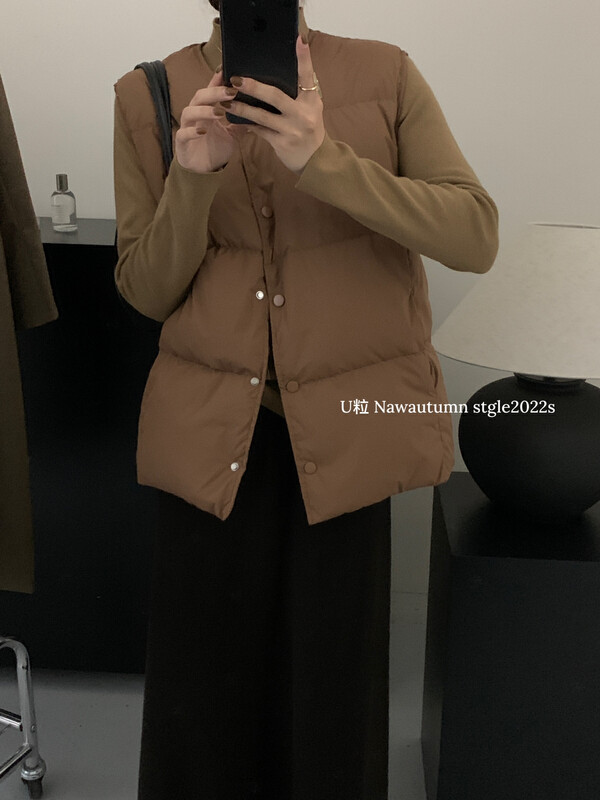 【U grain】Korean version of simple single-breasted down vest vest 06535# FHX