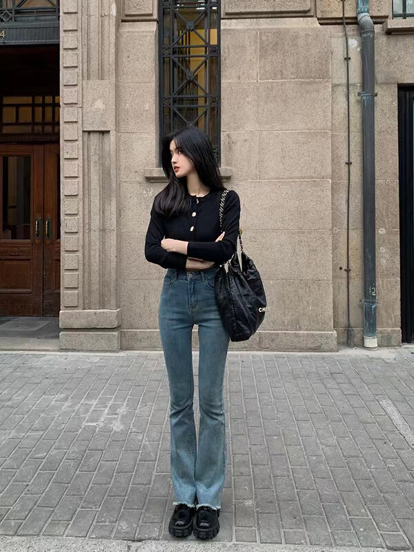 【ARE STUDIO】All-match high-waisted micro-flare jeans 92379# OZQ