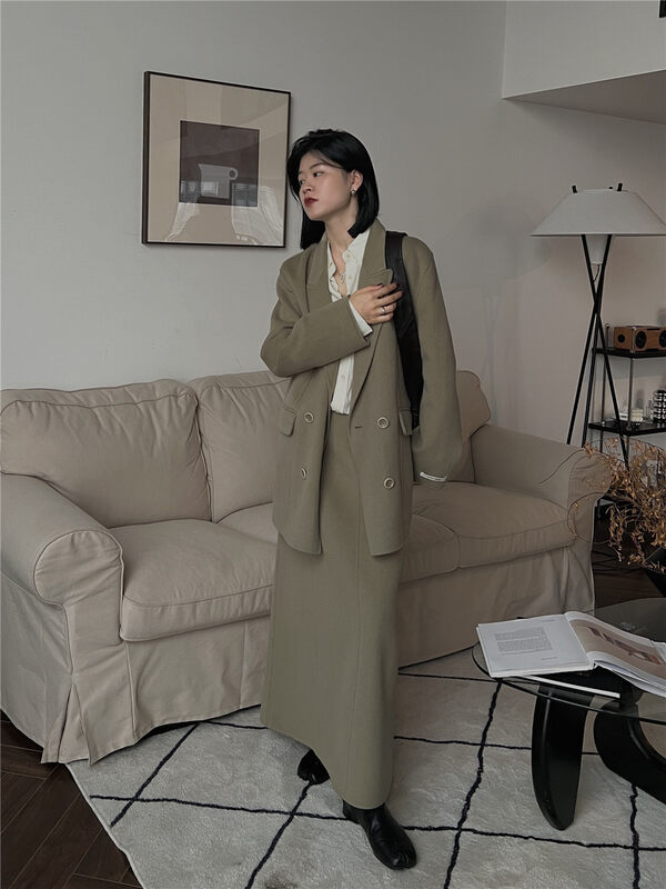 【SOUL】Solid color mid-length all-match skirt (including 100% wool) 2781# CLS
