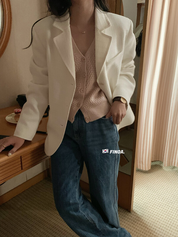 Original price 198.99! [FINOA] Korean version of high-end commuter simple breasted loose suit 10789