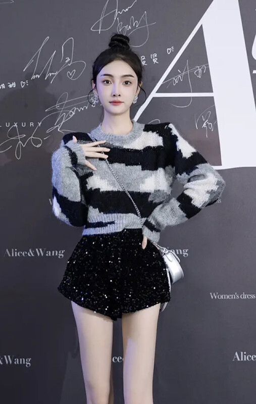 【SAVAGE】Hot Girl Fashion High Waist Loose Wide Legs Sequin Casual Shorts S1226# WPL