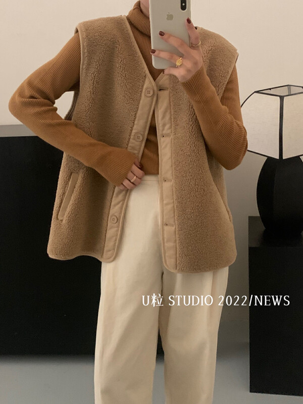 【U grain】Korean style all-match fur vest short coat 23310# FHX